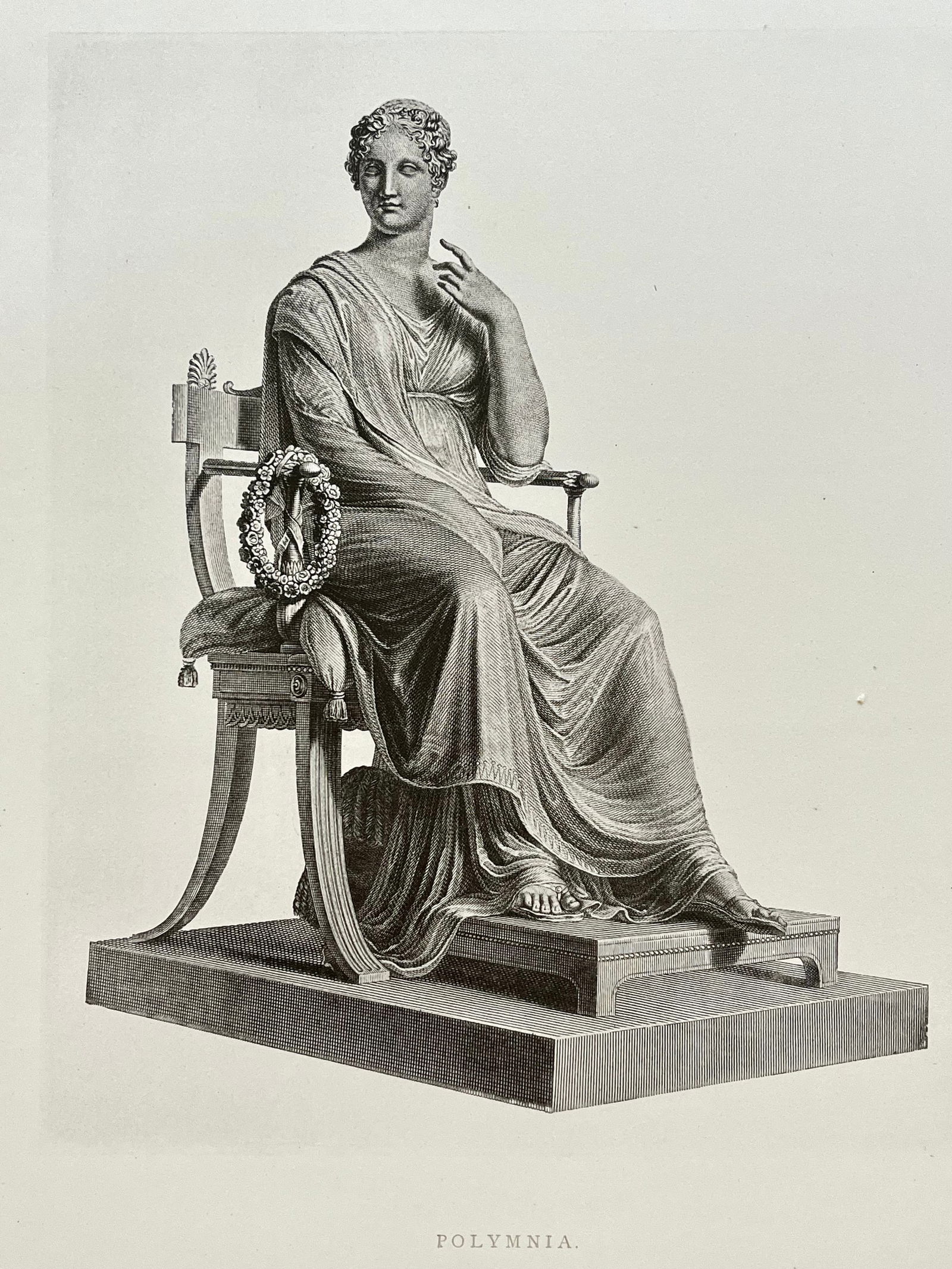 ANTIQUE PRINT AFTER ANTONIO CANOVA NEOCLASSICAL STATUE POLYMNIA (1 of 2)