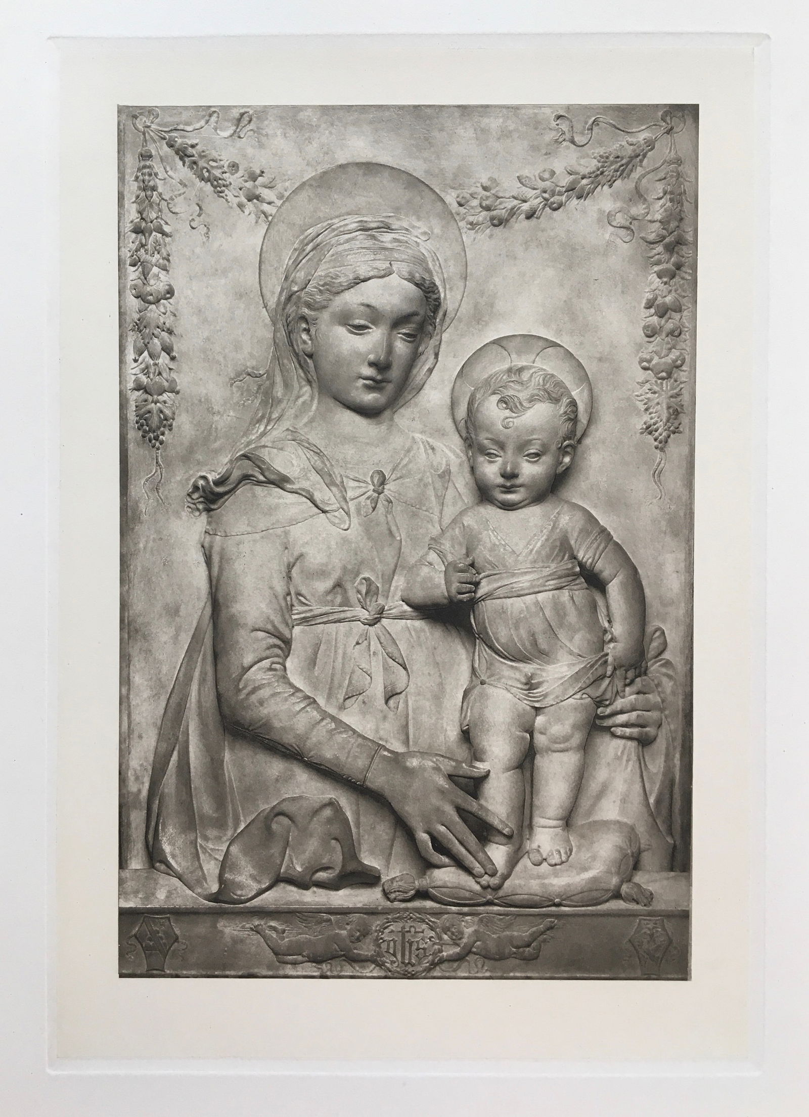 LARGE RELIGIOUS ETCHING MADONNA AND CHILD (1 of 2)