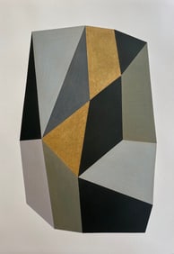 GEOMETRIC ABSTRACTION ORIGINAL OIL ON PAPER PAINTING