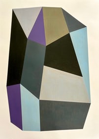 GEOMETRIC ABSTRACTION ORIGINAL OIL ON PAPER PAINTING