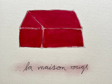 FRENCH NAIVE MINIMALIST DRAWING LA MAISON ROUGE