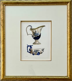 JULES JACQUEMART FRAMED ETCHING FRENCH PORCELAIN