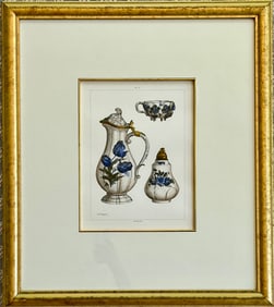 JULES JACQUEMART FRAMED ETCHING FRENCH PORCELAIN