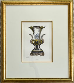 JULES JACQUEMART FRAMED ETCHING FRENCH PORCELAIN