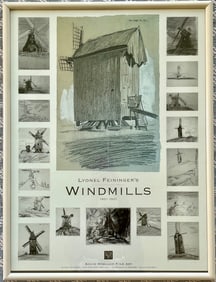 LYONEL FEININGER FRAMED VINTAGE POSTER "WINDMILLS"