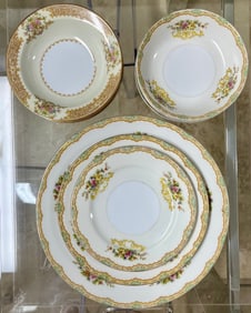 SET OF 13 PORCELAIN FLORAL VINTAGE PLATES NORITAKE AND IMPERIAL CHINA JAPAN
