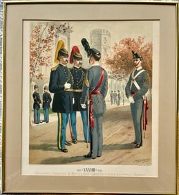 ANTIQUE MILITARY CAVALRY AND ARTILLERY CADETS AT THE USMA 1888 FRAMED PRINT