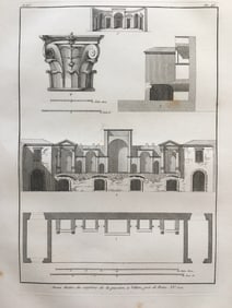 ANTIQUE ARCHITECTURAL COPPER ENGRAVING ROME