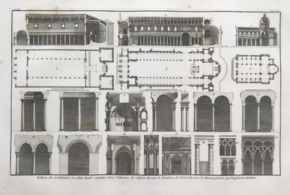 LARGE ANTIQUE ARCHITECTURAL COPPER ENGRAVING