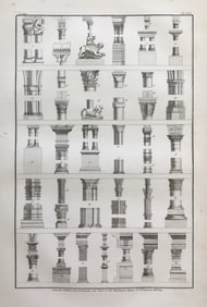 FRENCH ARCHITECTURAL ENGRAVING ANCIENT COLUMNS