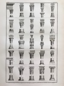 FRENCH ARCHITECTURAL ENGRAVING ANCIENT COLUMNS