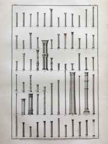 FRENCH ARCHITECTURAL ENGRAVING ANCIENT COLUMNS