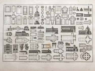 LARGE ANTIQUE ARCHITECTURAL COPPER ENGRAVING