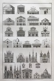 LARGE ANTIQUE ARCHITECTURAL COPPER ENGRAVING