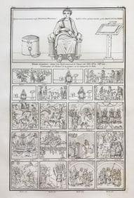 ANCIENT RELIGIOUS MANUSCRIPT ENGRAVING FRANCE CA 1800