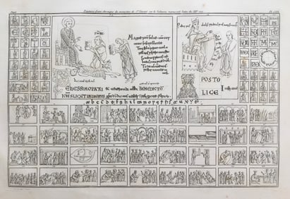 ANCIENT RELIGIOUS MANUSCRIPT ENGRAVING FRANCE CA 1800