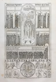 ANCIENT RELIGIOUS MANUSCRIPT ENGRAVING FRANCE CA 1800