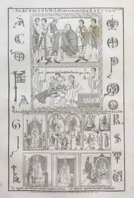 ANCIENT RELIGIOUS MANUSCRIPT ENGRAVING FRANCE CA 1800