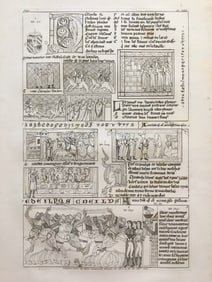 ANCIENT RELIGIOUS MANUSCRIPT ENGRAVING FRANCE CA 1800