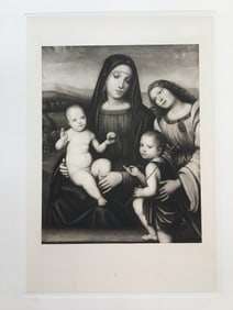 LARGE RELIGIOUS ITALIAN ETCHING VIRGIN AND CHILD