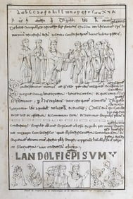 LARGE RELIGIOUS MANUSCRIPT ENGRAVING ROME IXe Siecle