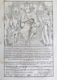 LARGE FRENCH ENGRAVING OF A LATIN RELIGIOUS MANUSCRIPT