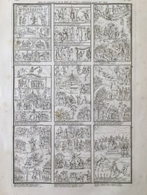 LARGE FRENCH ENGRAVING OF AN ANCIENT BIBLE IXe Siecle