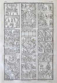 LARGE FRENCH ENGRAVING OF AN ANCIENT BIBLE IXe Siecle