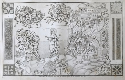 LARGE FRENCH ENGRAVING OF AN ANCIENT BIBLE IXe Siecle