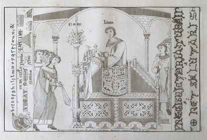 LARGE COPPER ENGRAVING EXULTET MANUSCRIPT XI Siecle