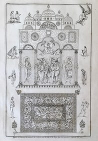 LARGE RELIGIOUS COPPER ENGRAVING XIIe Siecle