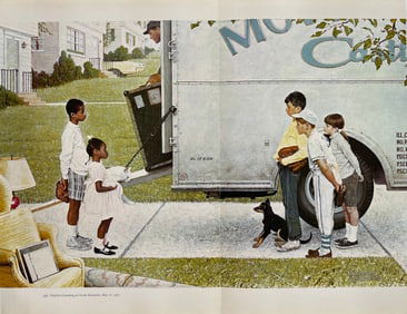 NORMAN ROCKWELL VINTAGE PRINT "NEW KIDS IN THE NEIGHBORHOOD"