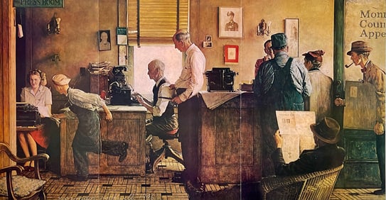 NORMAN ROCKWELL VINTAGE PRINT "NORMAN ROCKWELL VISITS A COUNTY EDITOR"