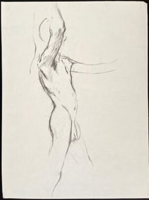 Barbara Dorf Set of Three Mid 20th Century Charcoal Drawings Nude Studies