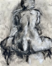 ABSTRACT NUDE MIXED MEDIA ON PAPER