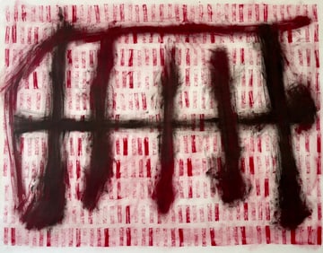 ABSTRACT BLACK AND RED PAINTING