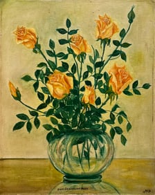 ORIGINAL VINTAGE STILL LIFE OIL PAINTING FLOWERS VASE