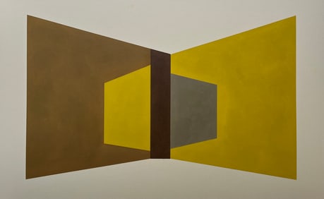 ORIGINAL GEOMETRIC PAINTING OIL ON PAPERBOARD 36 x 20 in