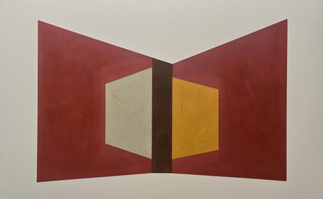 ORIGINAL GEOMETRIC PAINTING OIL ON PAPERBOARD 36 x 20 in