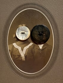 ANTIQUE EERIE OUTSIDER FOLK ART RARE PHOTO COLLAGE WITH BUTTON VICTORIAN GOTHIC