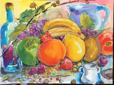 WATERCOLOR STILL LIFE  FRUITS