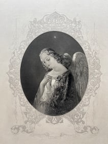 ANTIQUE ENGRAVING VICTORIAN LADY