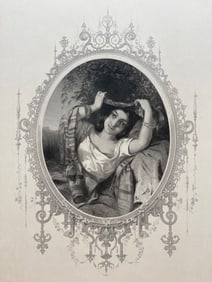 ANTIQUE ENGRAVING VICTORIAN LADY