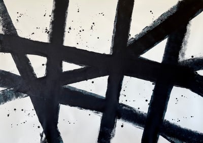 LARGE BLACK AND WHITE MODERN PAINTING