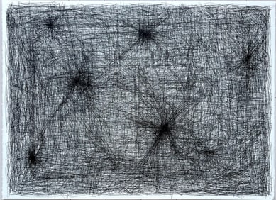 MODERN ORIGINAL INK ON PAPER DRAWING 22X30 IN