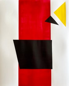 SUPREMATIST ACRYLIC ON PAPER PAINTING