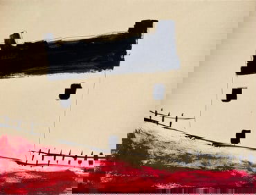 NAIVE ACRYLIC ON PAPER PAINTING HOUSE