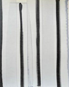 LOT OF 6 MODERN BLACK AND WHITE ACRYLIC ON PAPER PAINTINGS
