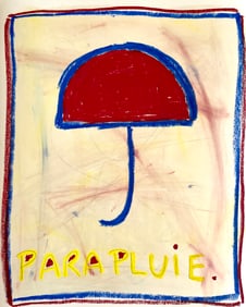 ORIGINAL POP ART CONTEMPORARY PAINTING RED UMBRELLA