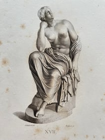 ANTIQUE NEOCLASSICAL ENGRAVING GREEK MUSE